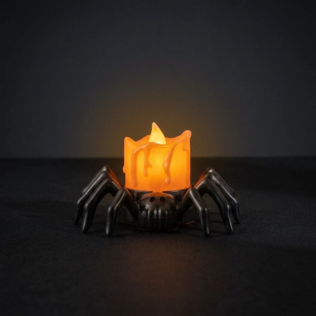 Halloween Spider LED Candle with Flickering Flameless Glow