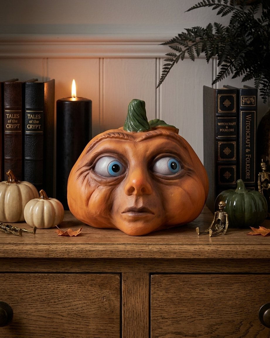 Hand-Painted Resin Pumpkin Figurines with Expressive Faces – Halloween Decorations