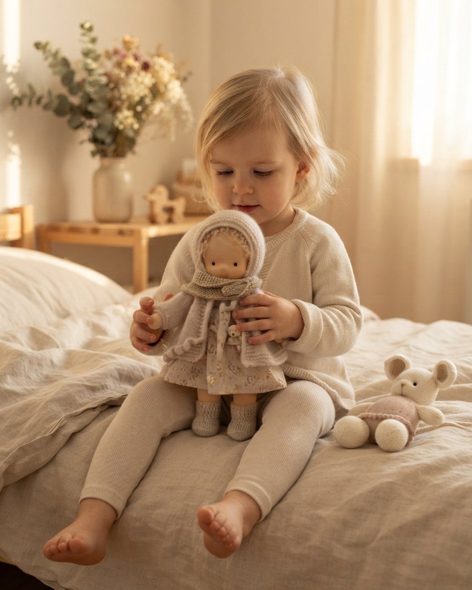 Handmade Cloth Doll & Stuffed Animal Gift Set