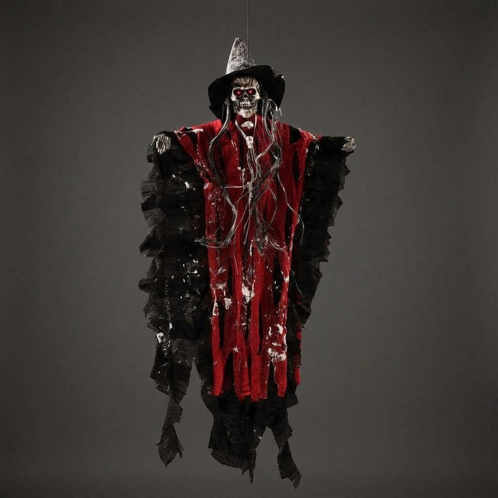 Hanging Skeleton Witch Ghost Prop with Light & Sound