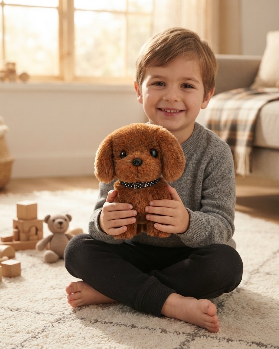 Interactive Plush Puppy with Polka-Dot Collar