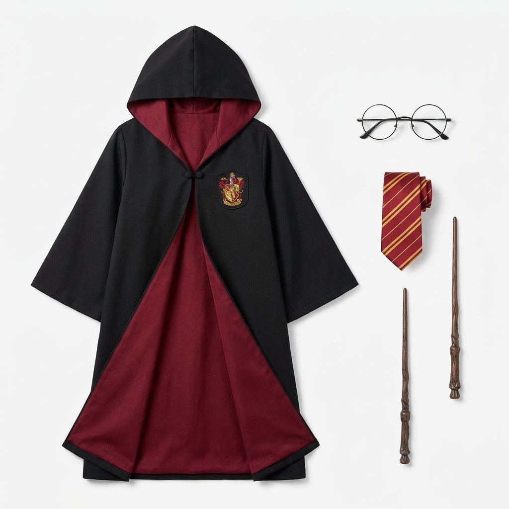 Kids & Adult Wizard Robe with Embroidered Crest and Hood