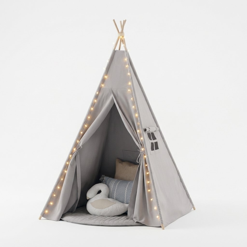 Kids Cotton Canvas Teepee in Grey