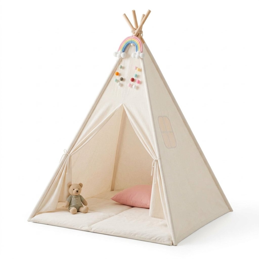 Kids Teepee Play Tent with Floor Mat