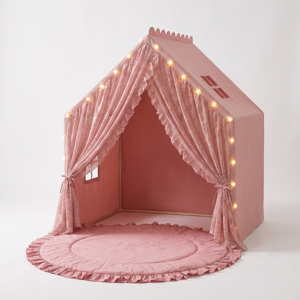 Lace Play Tent & Ruffle Mat Bundle – Rose