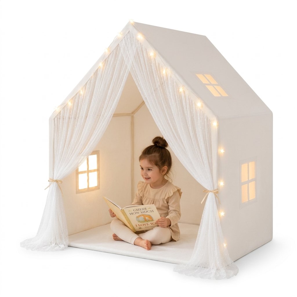Lace Play Tent with String Lights