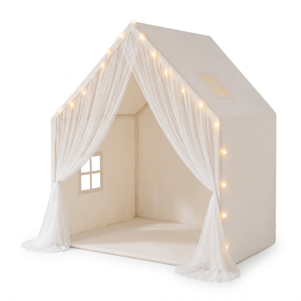 Lace Play Tent with Warm String Lights