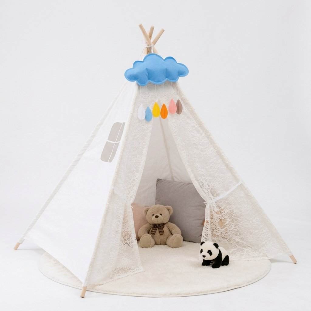 Lace Teepee Tent with Cloud Garland