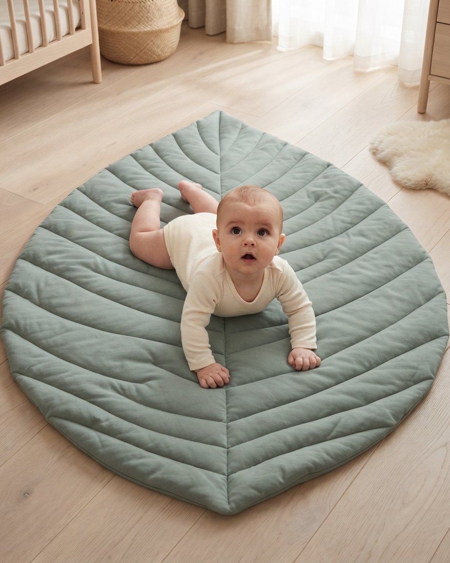 Leaf-Shaped Quilted Baby Play Mat