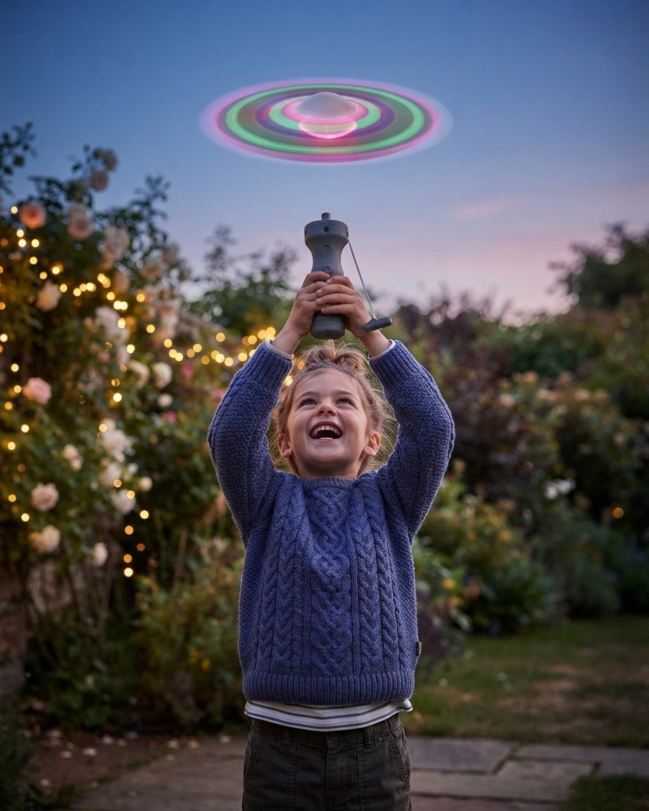 LED Flying Disc Launcher with Glow Effect