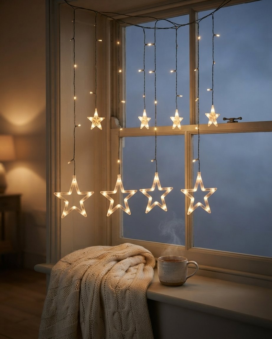LED Star Curtain Lights – Warm White