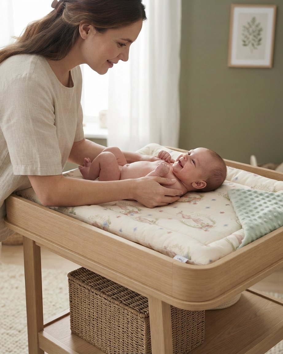 Linen Baby Changing Mat – Cushioned