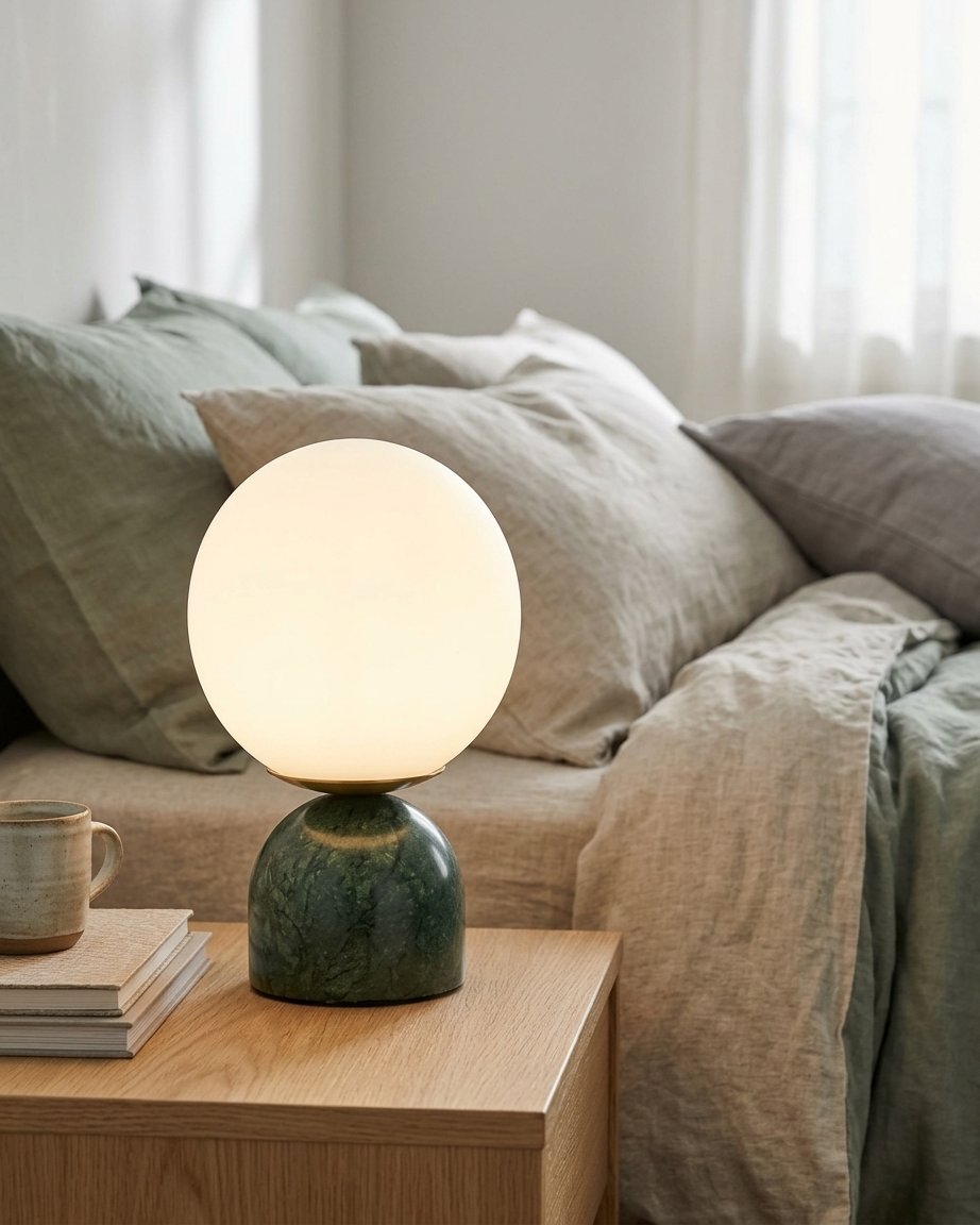 Marble Dome Table Lamp with Frosted Glass Globe Shade