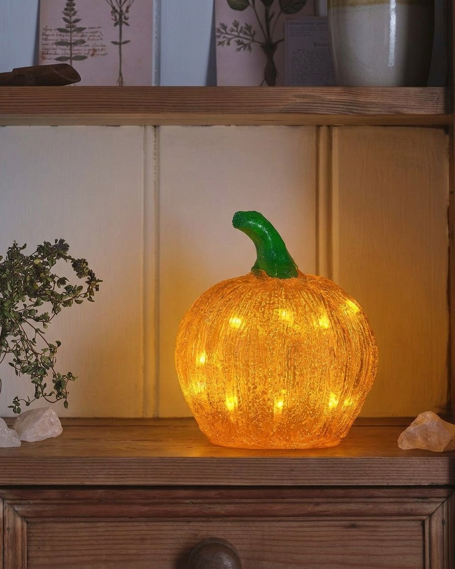 Mini Ghost and Pumpkin Light-Up Halloween Decorations with Warm White LEDs