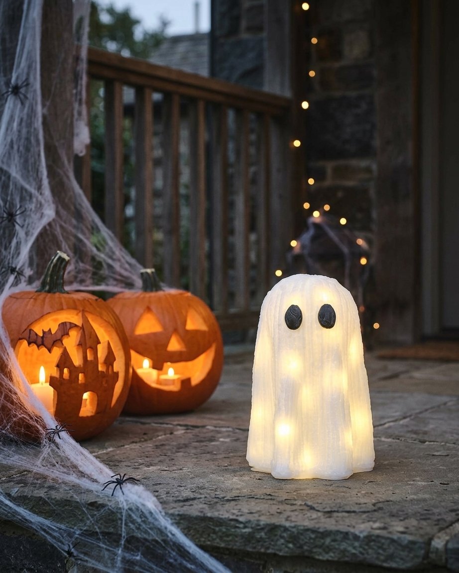 Mini Ghost Light-Up Halloween Decoration with Warm White LEDs
