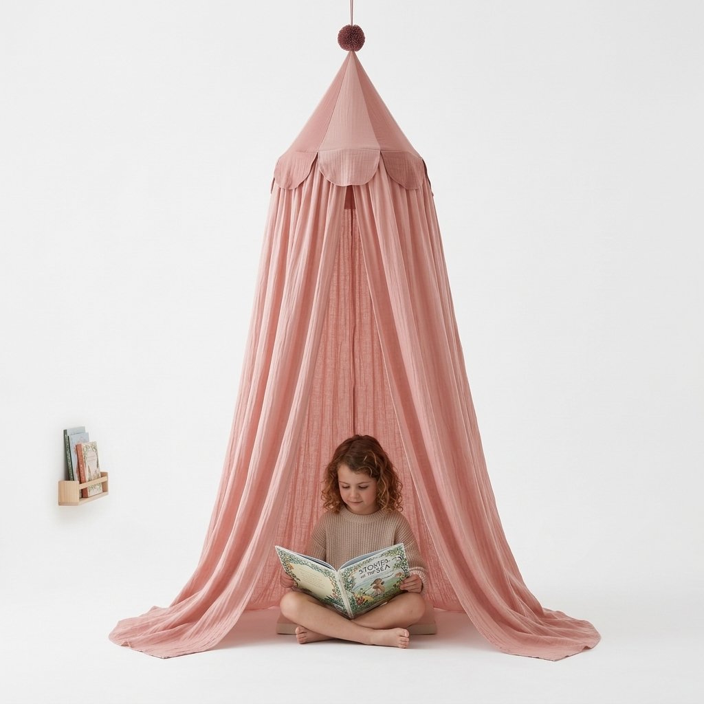 Muslin Bed Canopy with Storage Hood