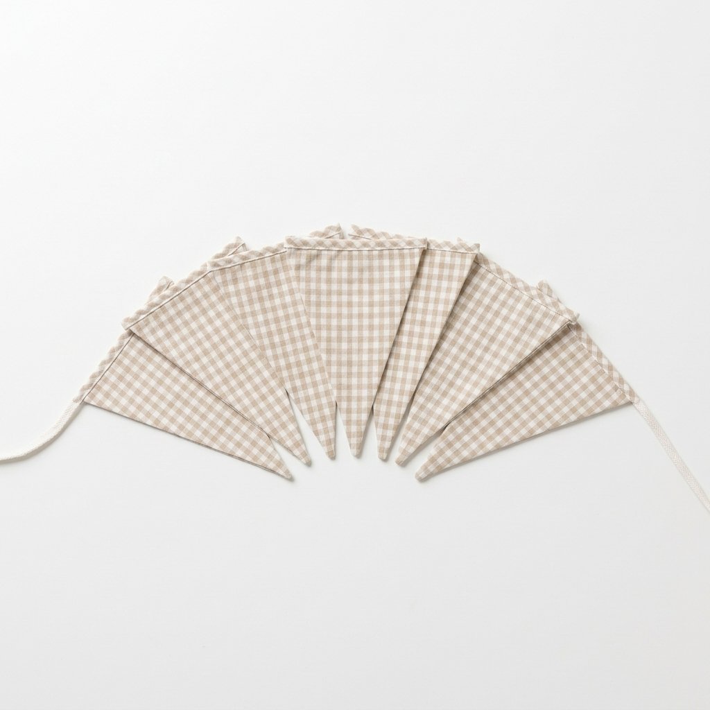 Oat Gingham Fabric Bunting Garland