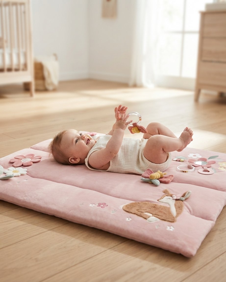 Padded Playpen Mat with Sensory Toys