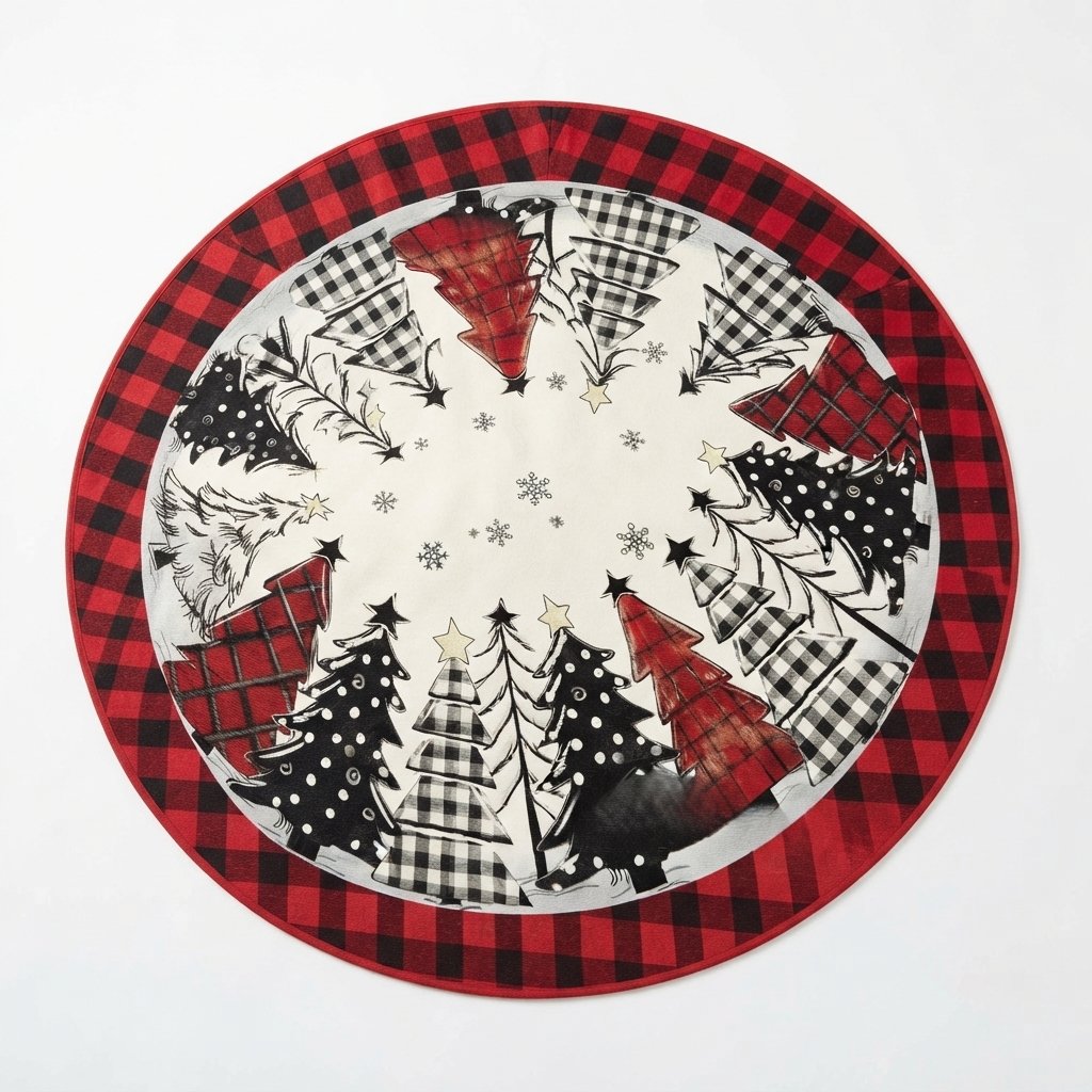 Patchwork Christmas Tree Skirt, Buffalo Check