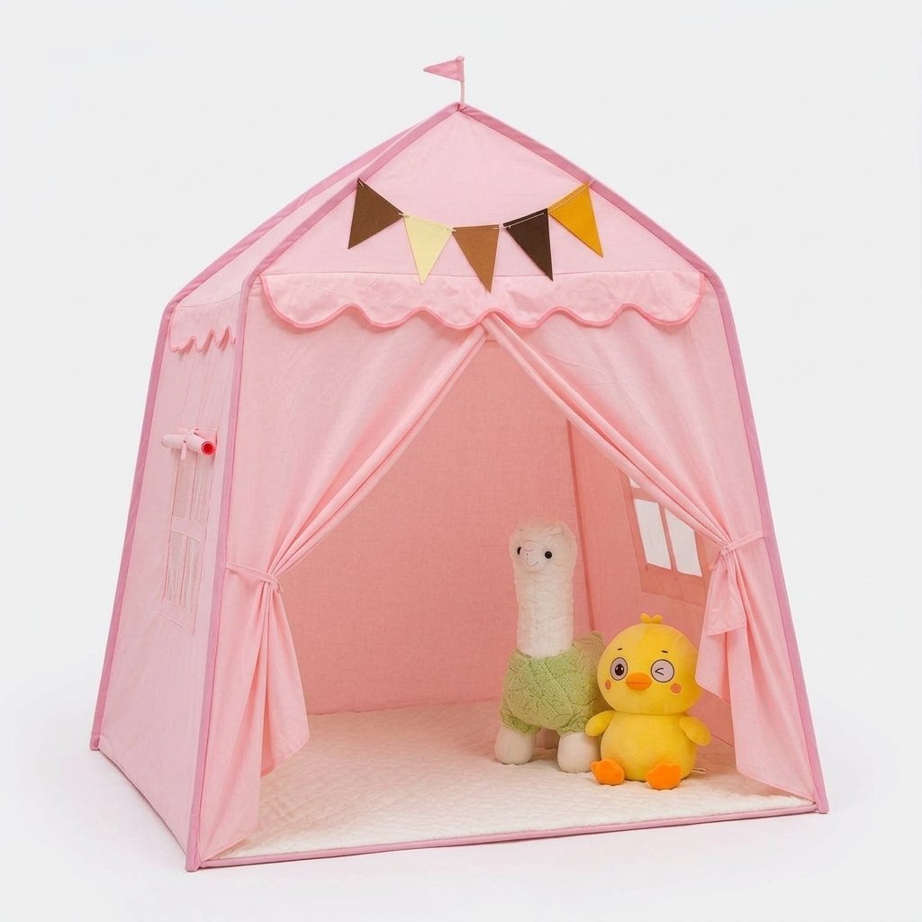 Pink Kids Play Tent with Canopy
