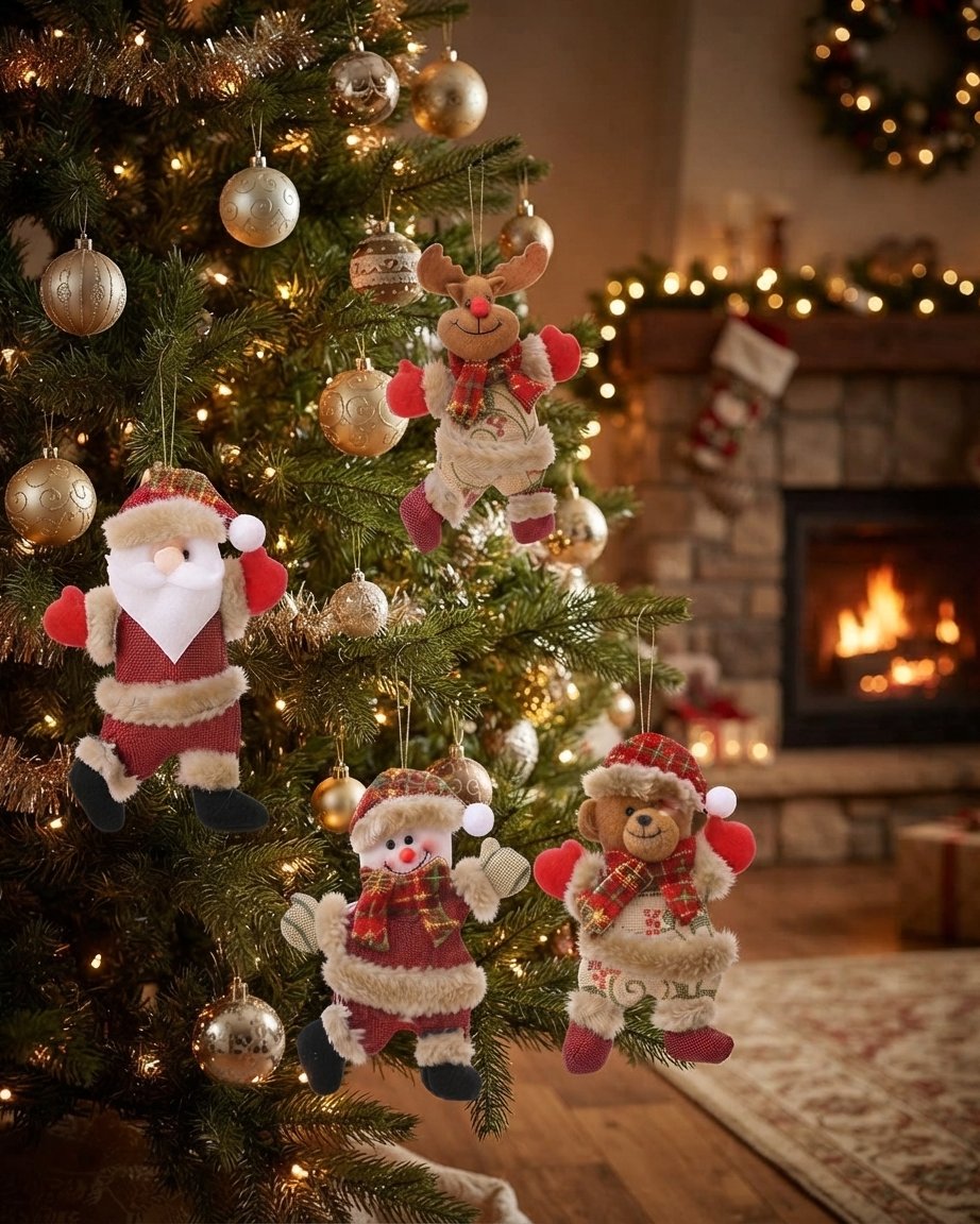 Plush Christmas Ornament Set of 4