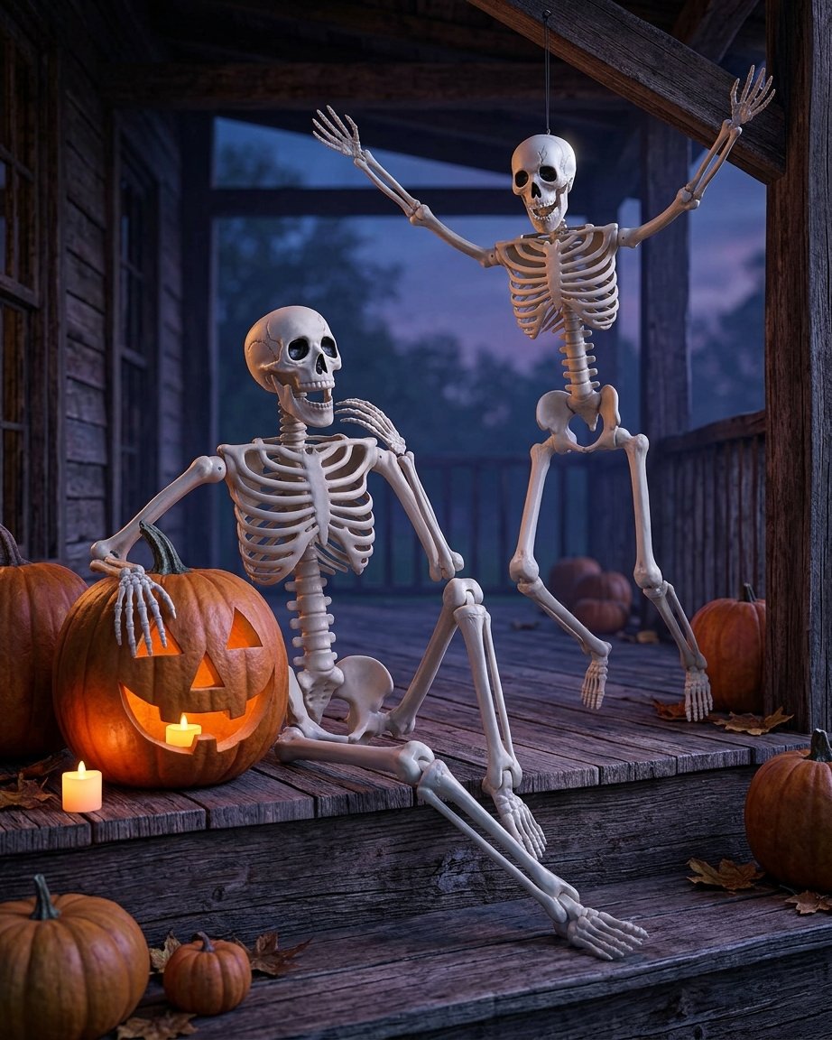 Posable Halloween Skeleton Decoration with Movable Joints and Hanging Design