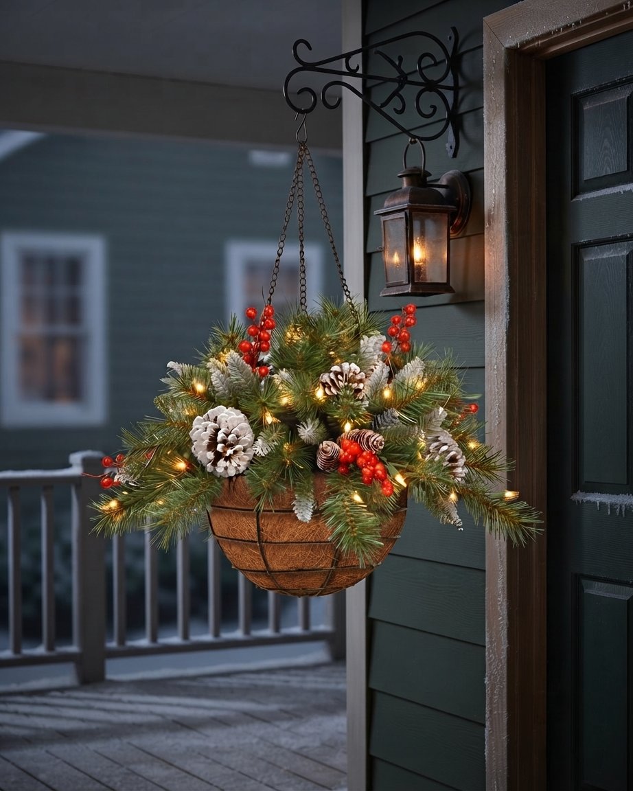 Pre-lit Christmas Hanging Basket