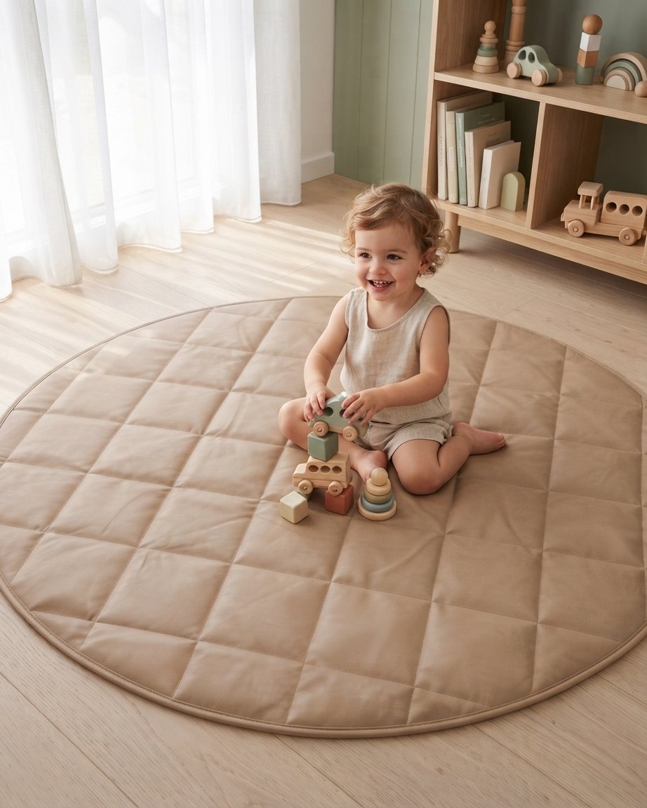 Quilted Round Play Mat with Tote Bag