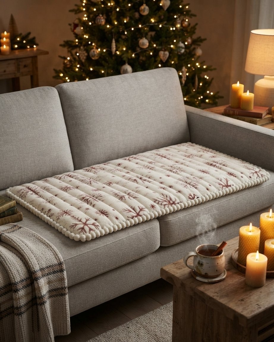 Quilted Snowflake Sofa Seat Cover