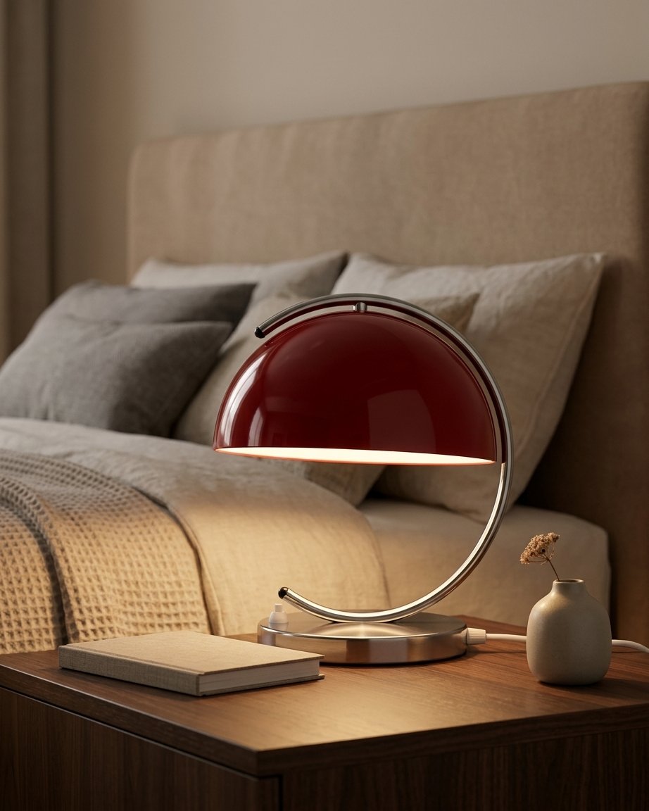 Retro Dome Table Lamp with C-Curve Chrome Base – Space Age Style