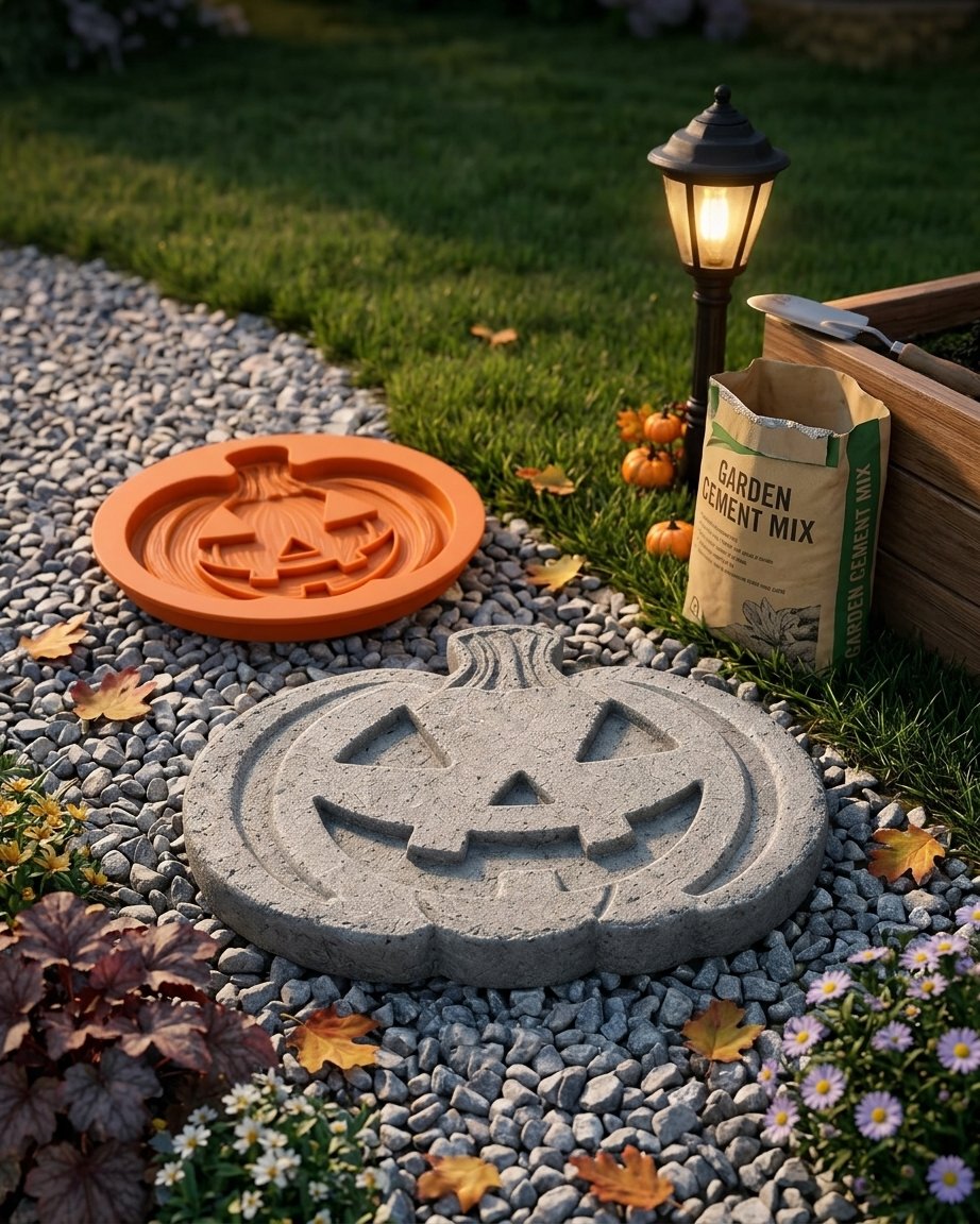 Reusable Jack-o'-Lantern Pumpkin Casting Mould for Concrete Stepping Stones – Halloween Garden Décor