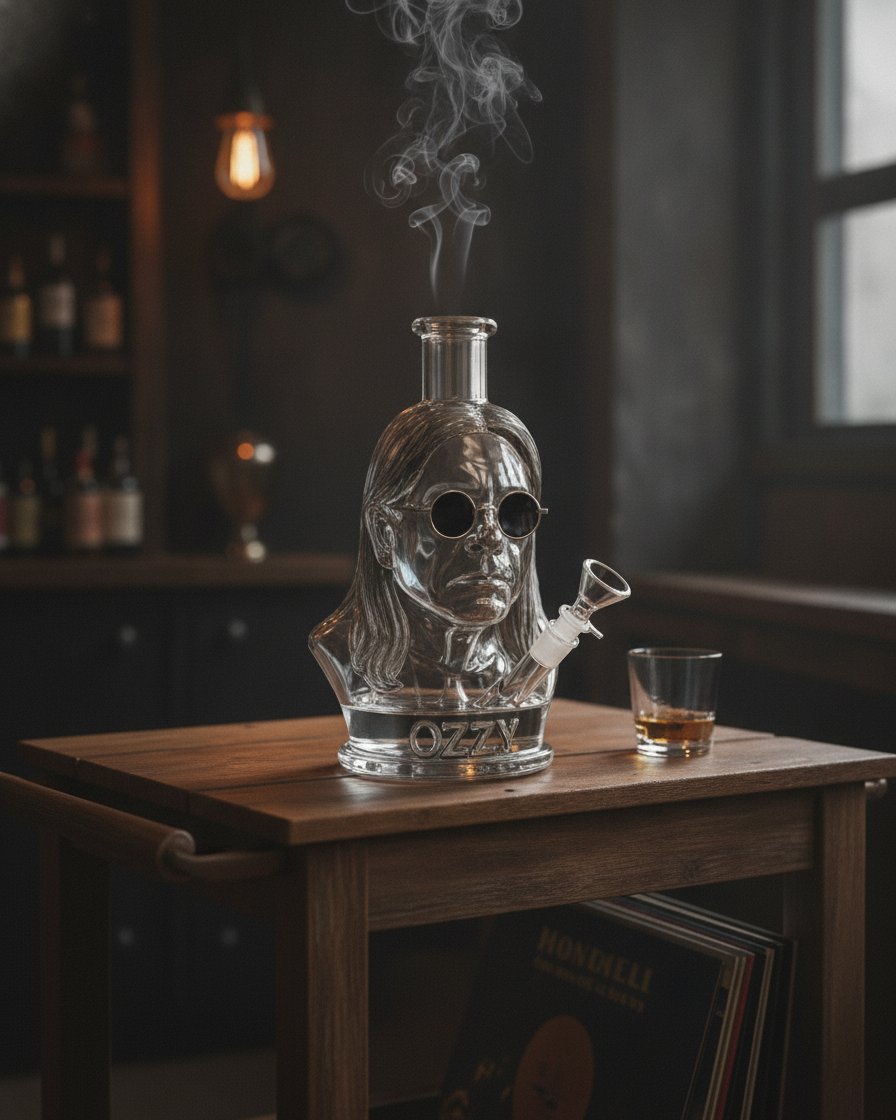 Rock Legend Bust Glass Water Pipe – Sculpted Borosilicate Collector Piece