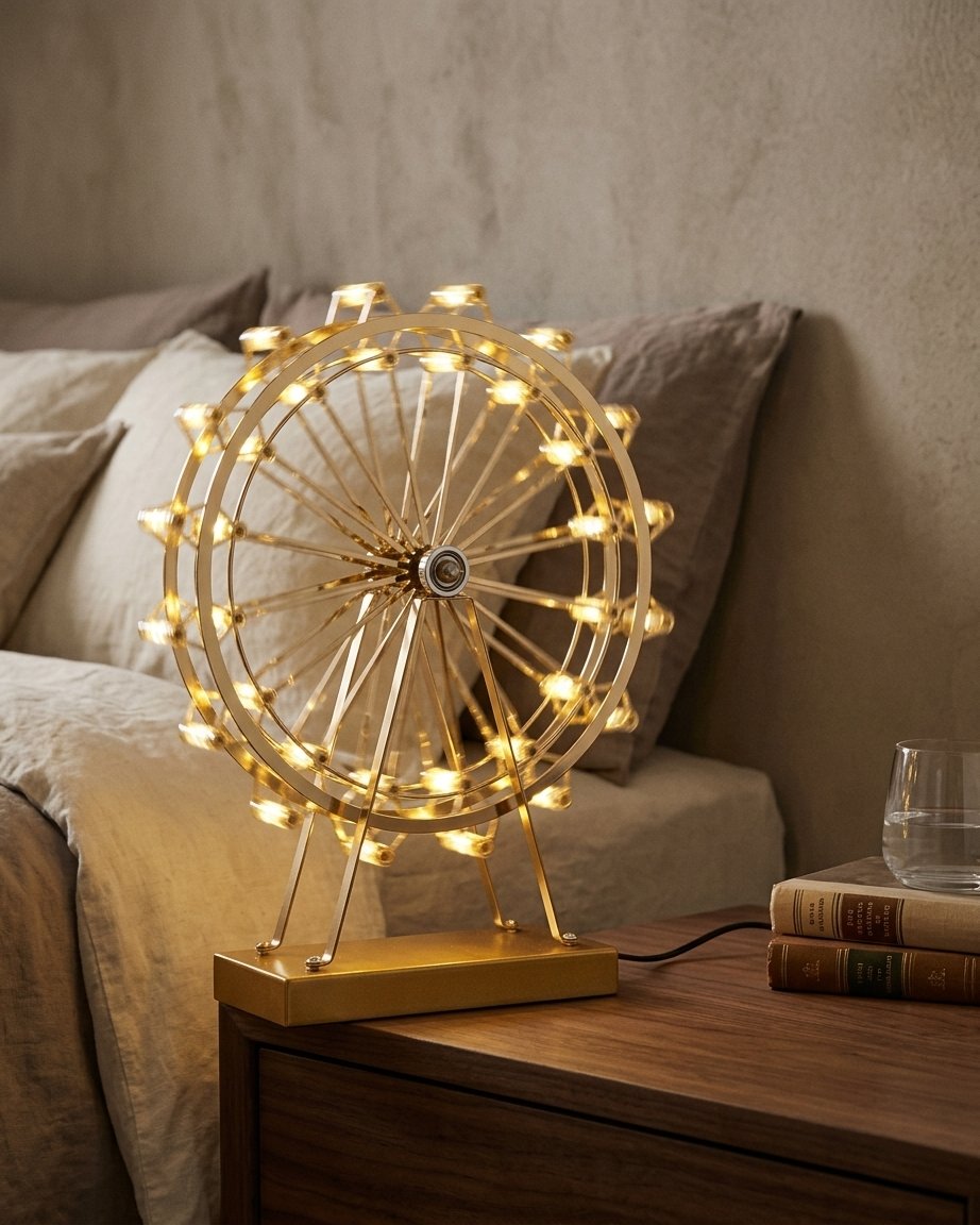 Rotatable Ferris Wheel LED Table Lamp in Gold