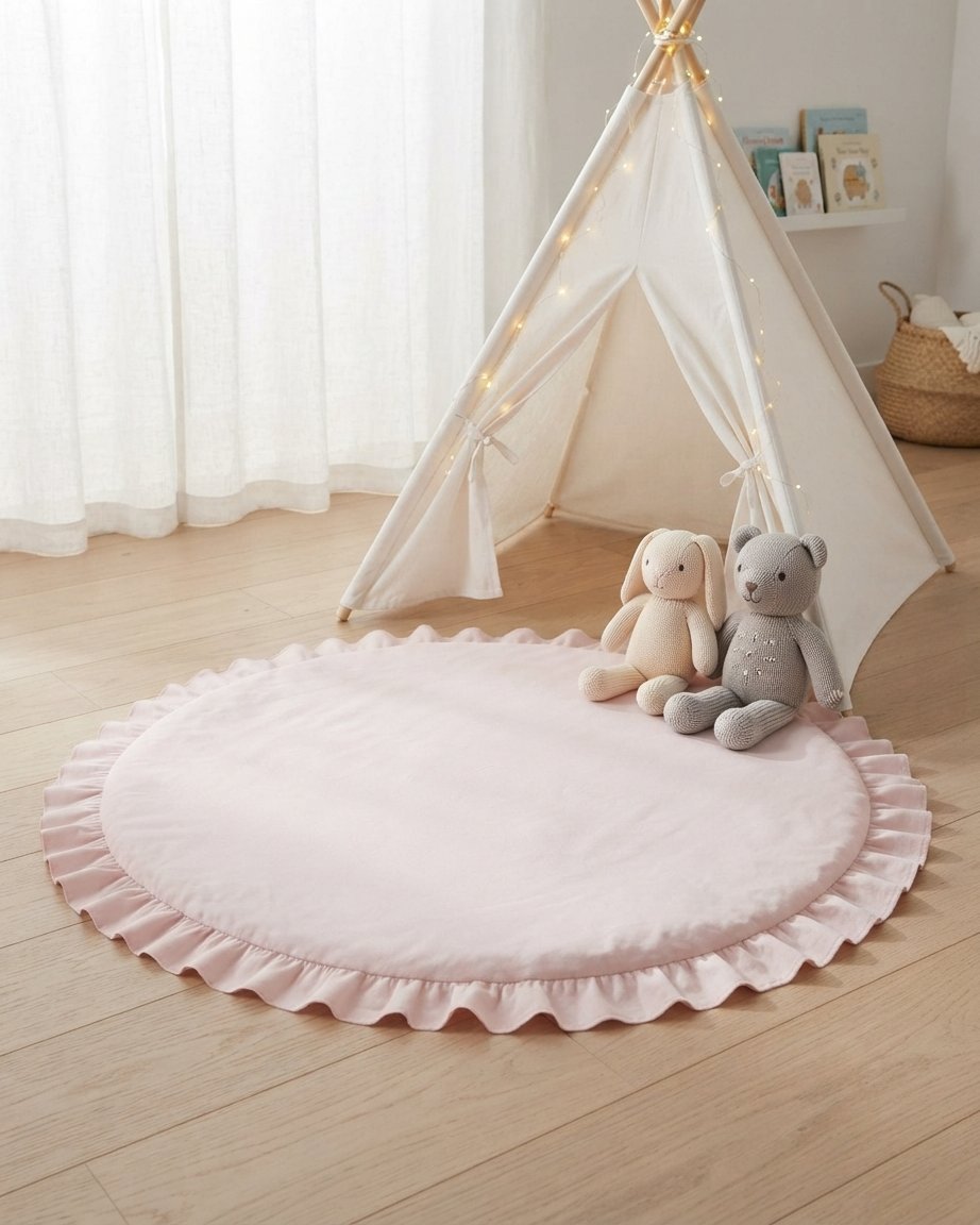 Round Baby Play Mat with Ruffled Edge