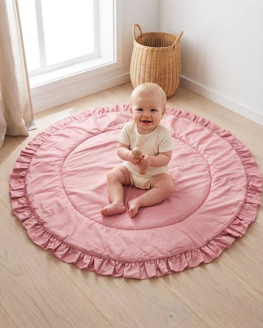 Round Ruffle Playmat in Rose