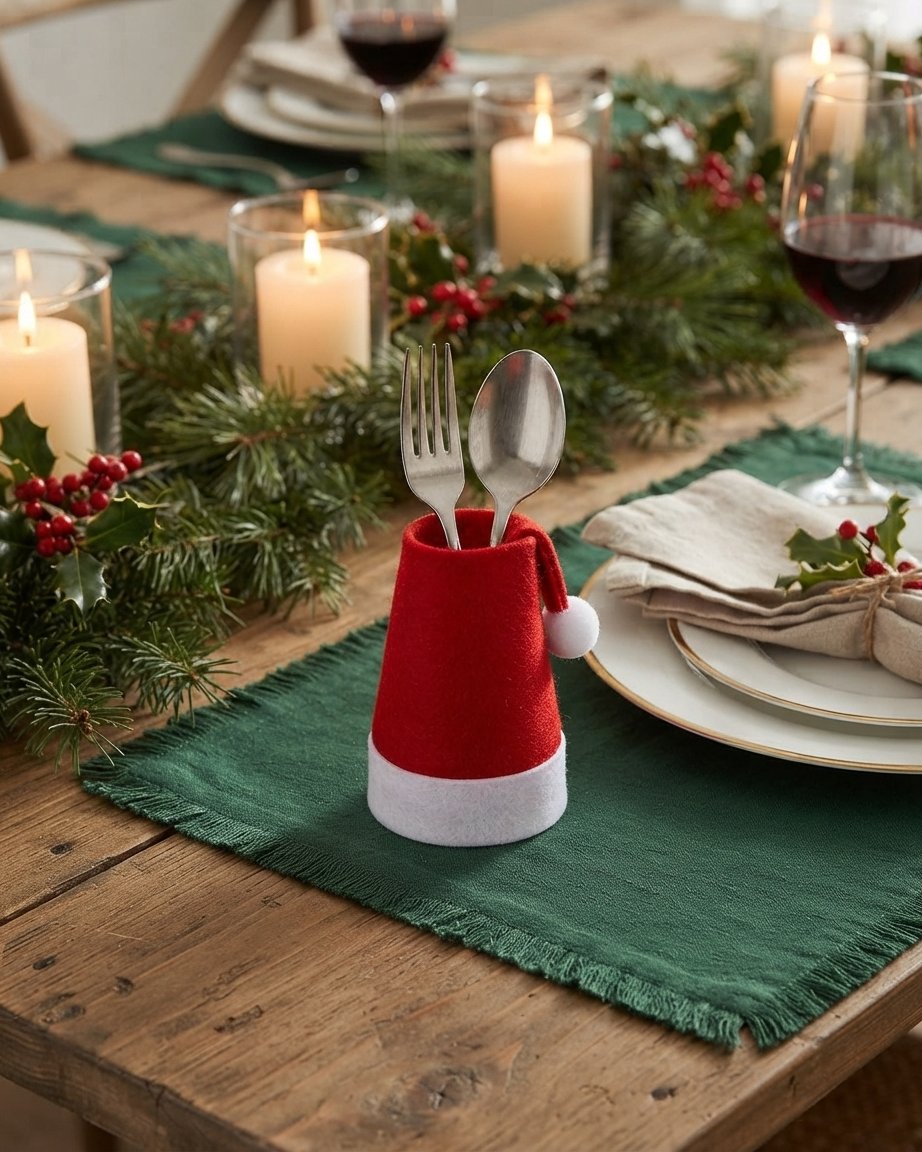 Santa Hat Cutlery Holders – Set of 10