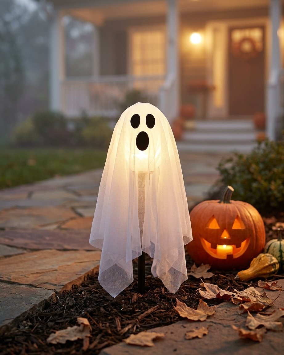 Set of 3 Illuminated Ghost Garden Stake Lights