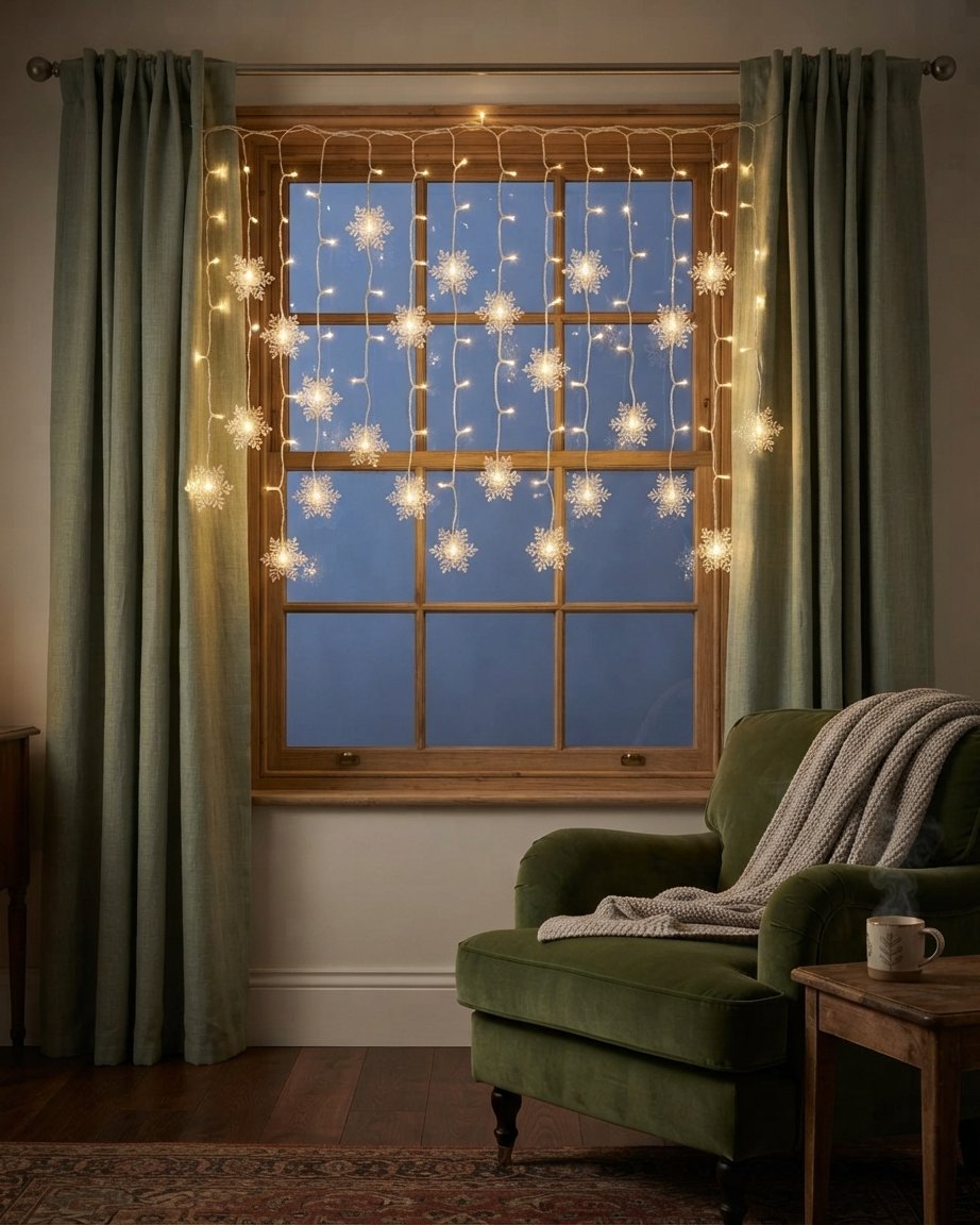 Snowflake Curtain Fairy Lights, 10.5 ft