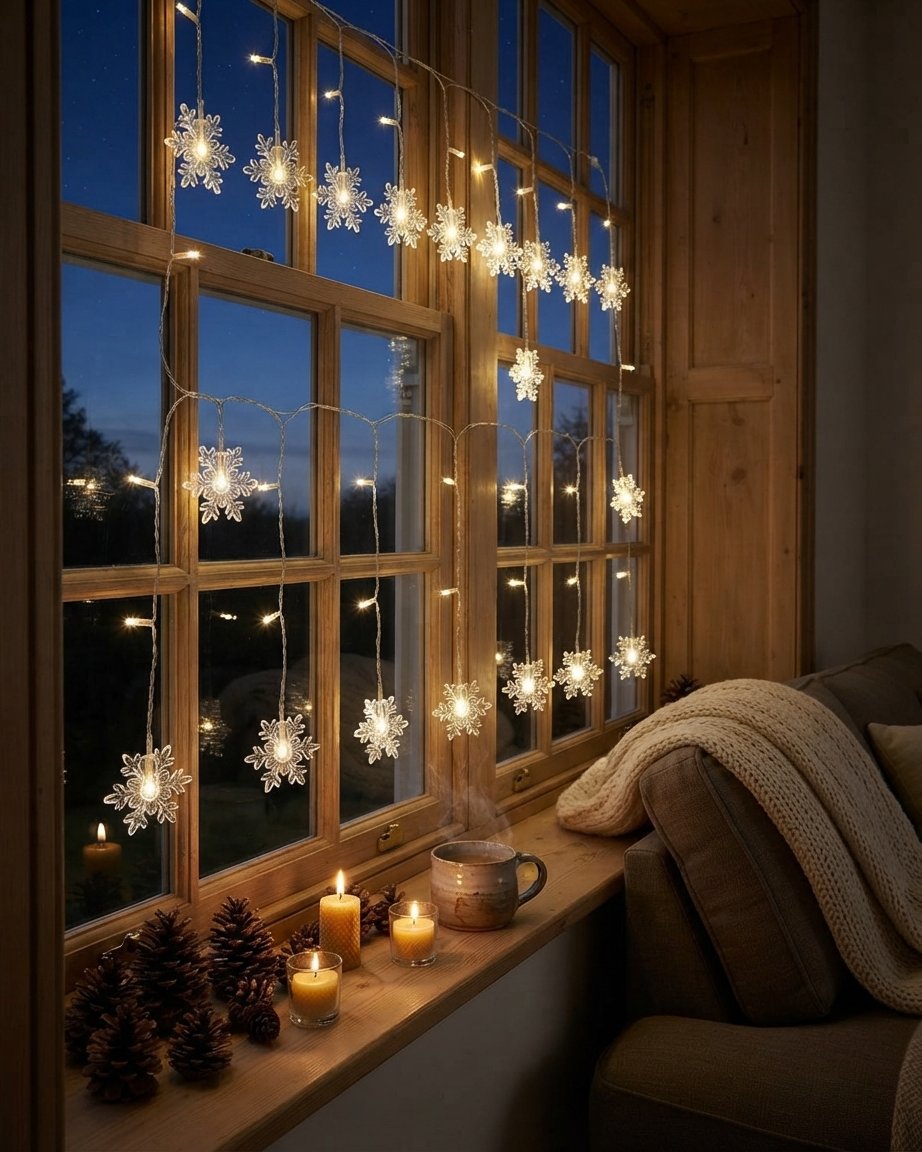 Snowflake Curtain Lights with Remote