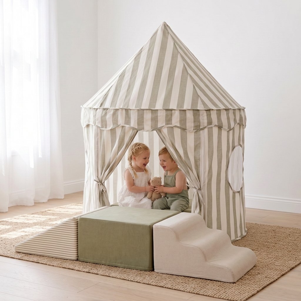 Striped Cotton Play Tent & Lounger Bundle
