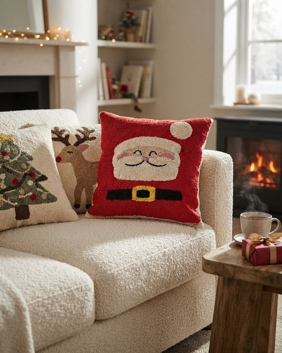 Tufted Christmas Cushion Cover, 14 x 14 in