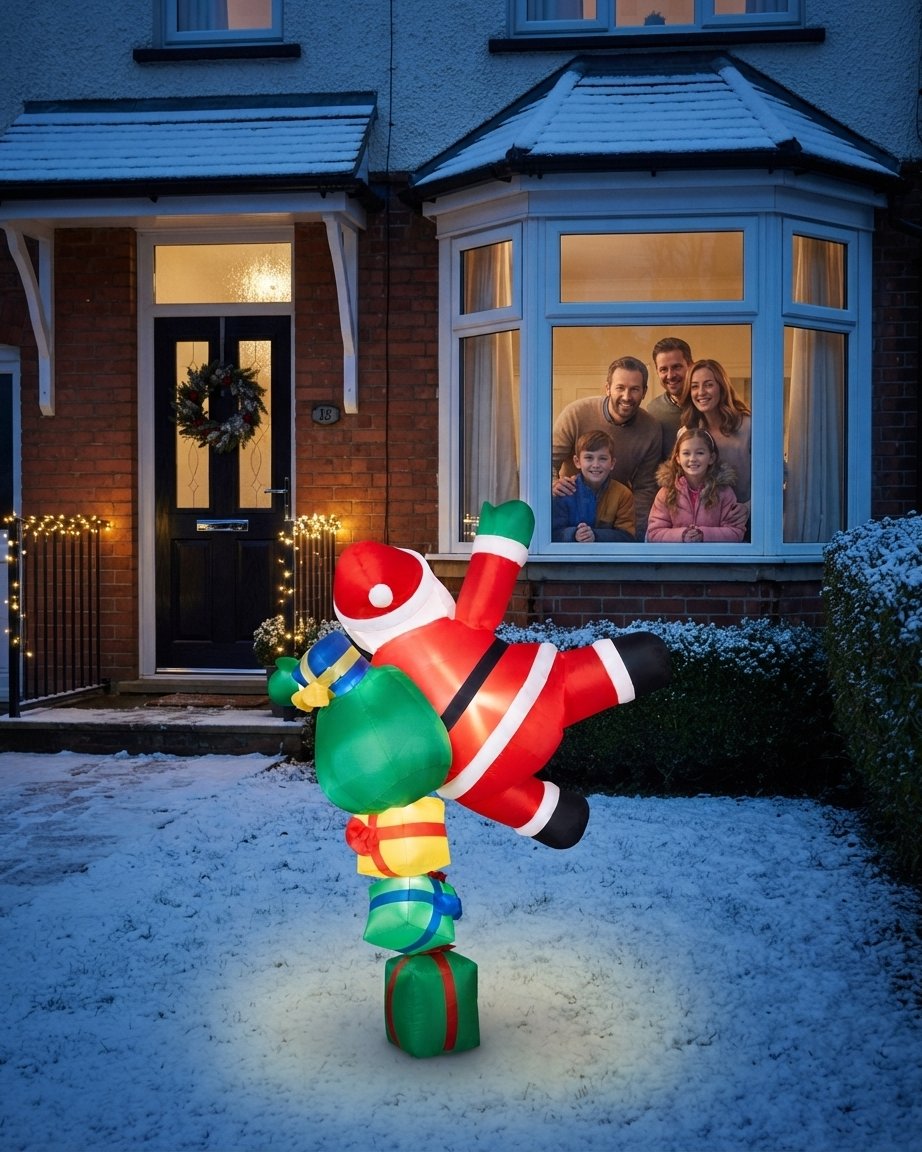 Tumbling Santa Inflatable with LED Lights