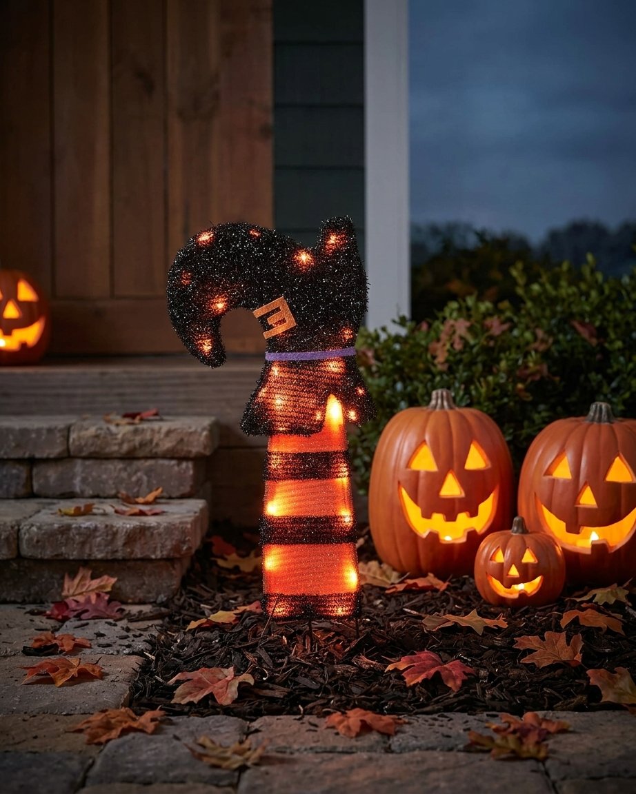 Witch's Legs Halloween Garden Stake Lights – Set of 2