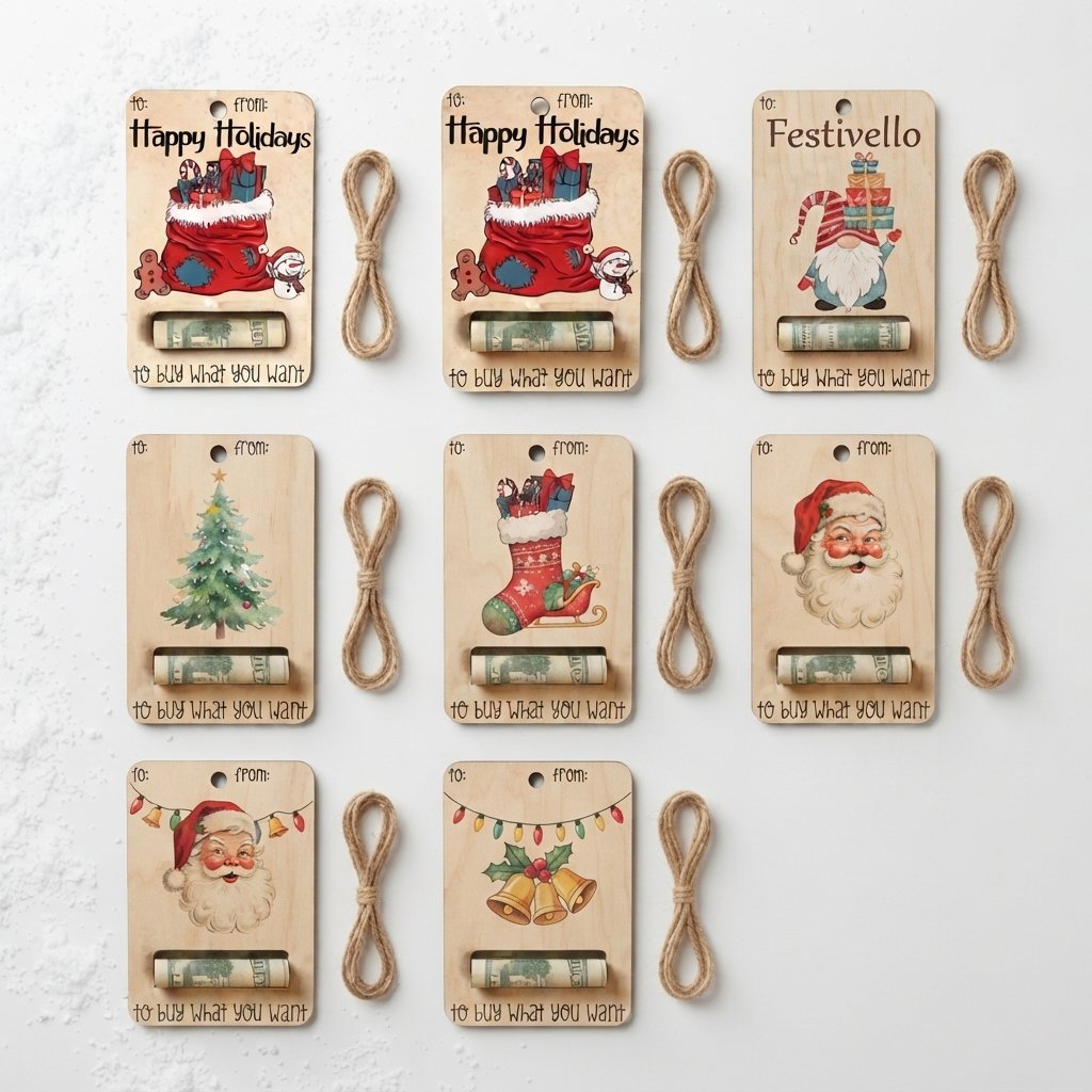 Wooden Christmas Money Gift Card Holder