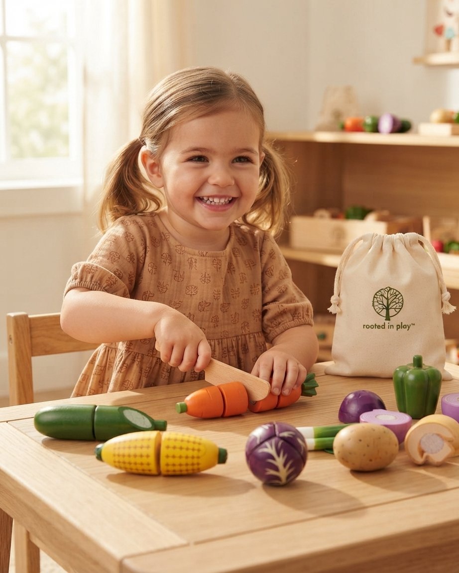 Wooden Cutting Vegetable Play Set