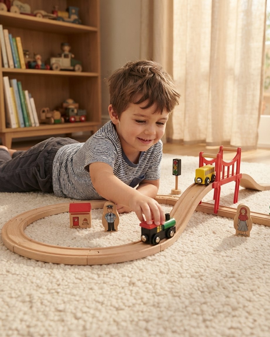 Wooden Figure-of-Eight Train Set, 39 Pieces