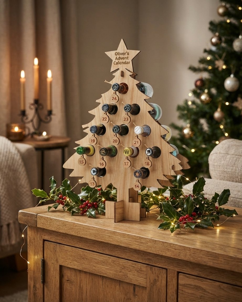 Wooden Mini-Bottle Advent Calendar Holder
