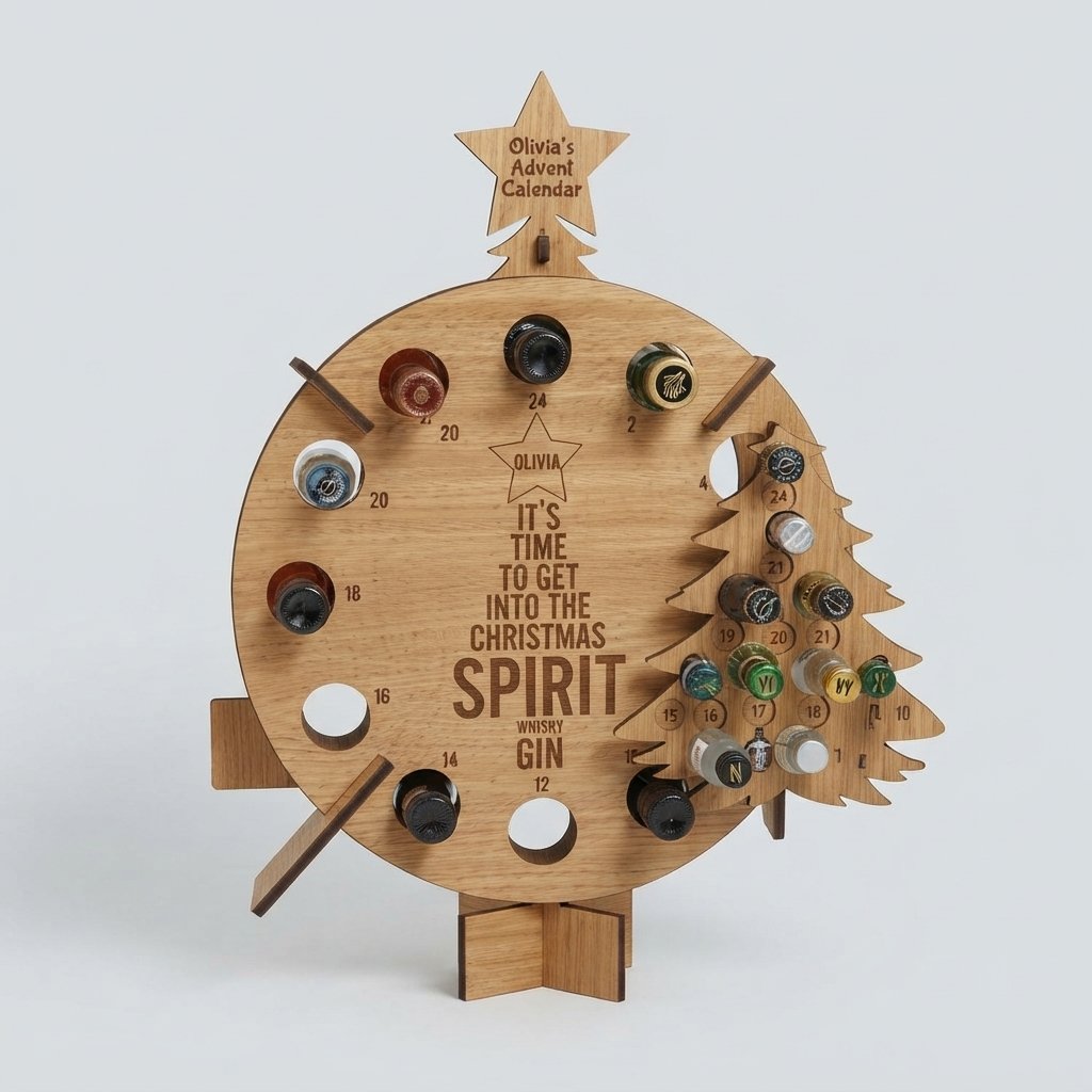 Wooden Mini-Bottle Advent Calendar Stand