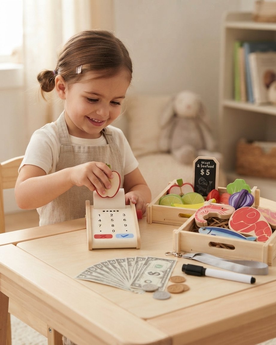 Wooden Play Market Set with Card Reader