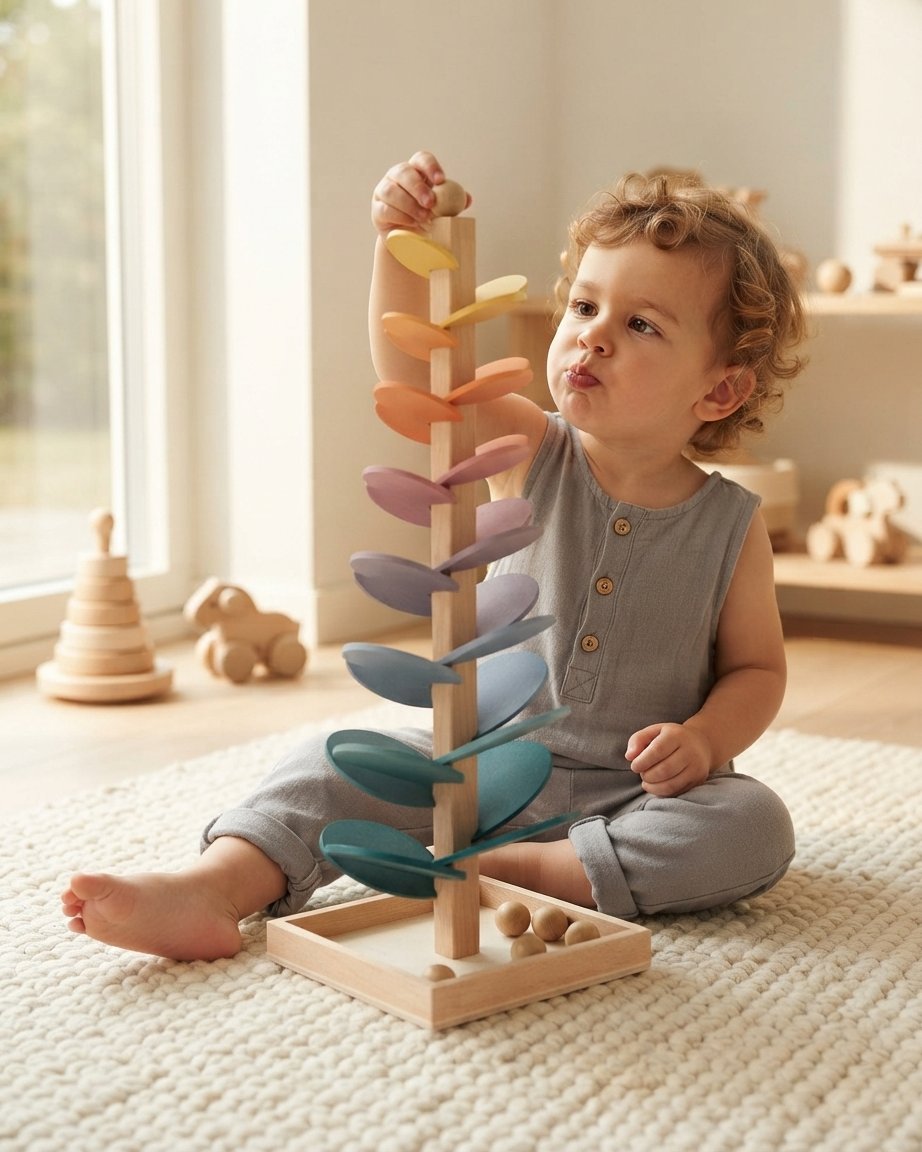 Wooden Rainbow Marble Run Sound Tree
